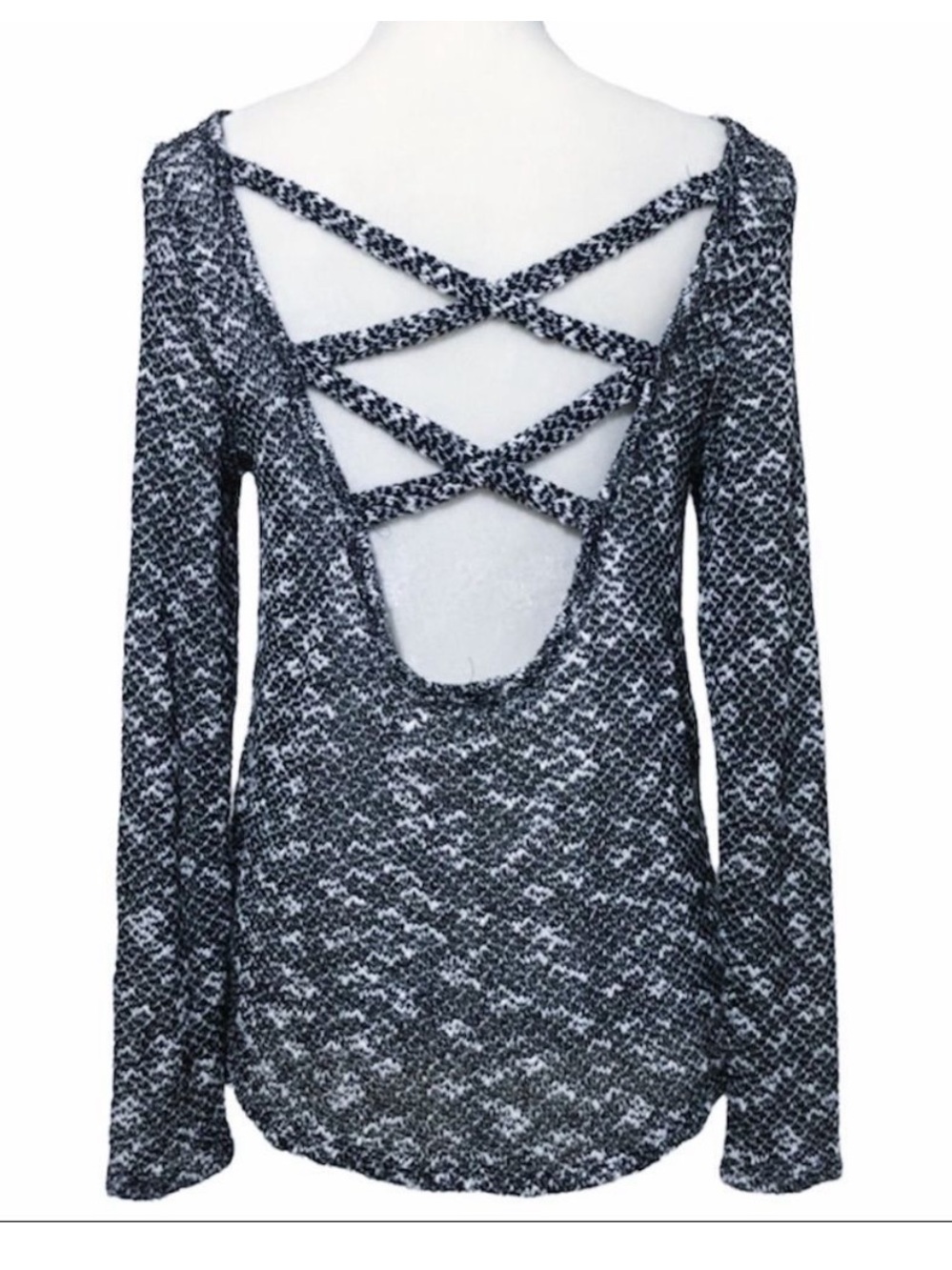 Bethany Mota American Eagle Criss Cross Long Sleeve Sweater Top